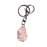 Llavero de Cuarzo Rosa Natural en Bruto