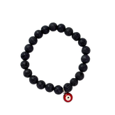 Pulsera de Piedra Volcánica negra con ojo turco (transmutación de energías negativas)