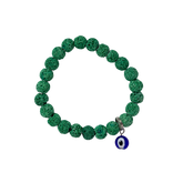 Pulsera de Piedra Volcánica verde con ojo turco (transmutación de energías negativas)