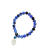 Pulsera Ojo Turco con Mano de Fátima 6 mm (Protección y Buena Suerte)