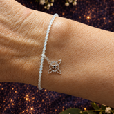 Pulsera Facetada de Piedra Luna 2mm con Nudo de Bruja en Plata de Ley 925 – ACTIVADA (Protección, Intuición y Equilibrio)
