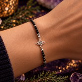 Pulsera Facetada de Turmalina Negra con Nudo de Bruja en Plata de Ley 925 – ACTIVADA (Protección y Defensa Energética)