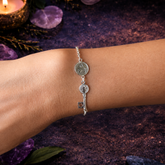 Pulsera de San Judas Tadeo y Llave de San Benito en Plata de Ley 925 – Doble Protección ACTIVADA (Fortaleza y Protección Espiritual)