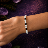 Pulsera de Selenita y Turmalina Negra Natural 6 mm (Limpieza, Protección y Equilibrio Energético)