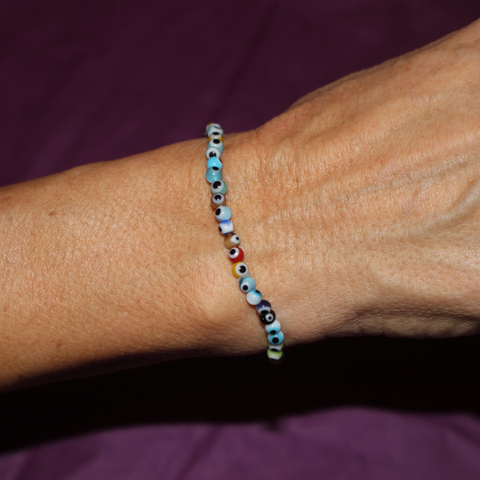 Pulsera mini Ojo Turco tricolor (defensa y vibraciones positivas)