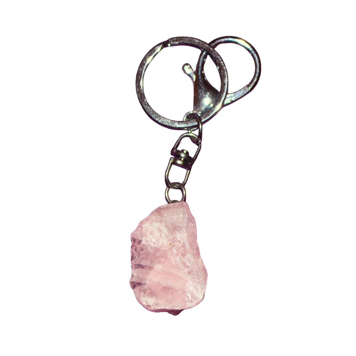 Llavero de Cuarzo Rosa Natural en Bruto