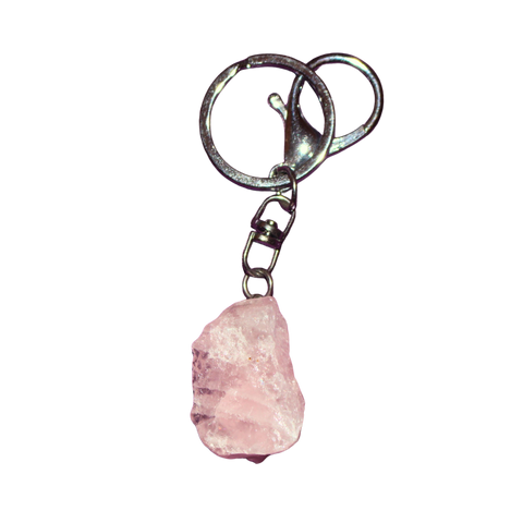 Llavero de Cuarzo Rosa Natural en Bruto