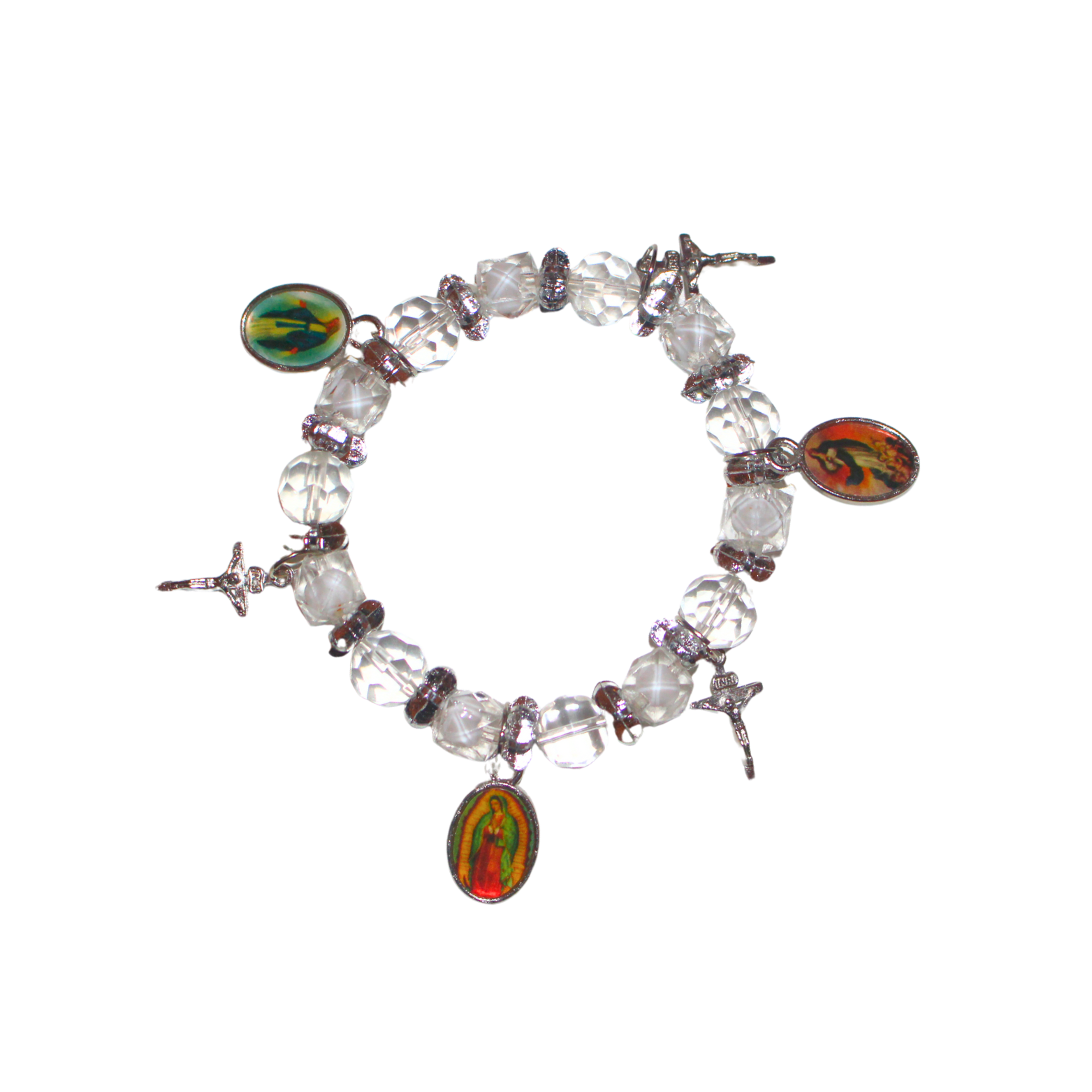 Pulsera Religiosa con Medallas y Cruces (Protección y Fe)