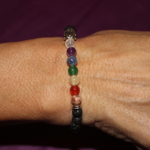 7 Chakra Bracelet with Buddha and Volcanic Stone (Protection and Balance)
