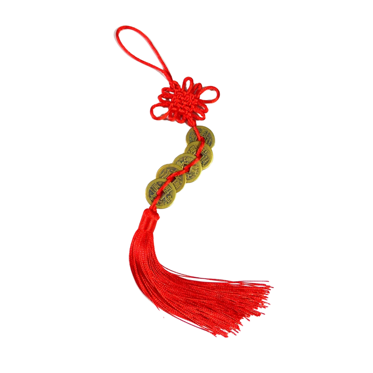 Amuleto Hilo Rojo de la Suerte con 5 Monedas Feng Shui 30cm (Prosperidad y Protección Hogar)