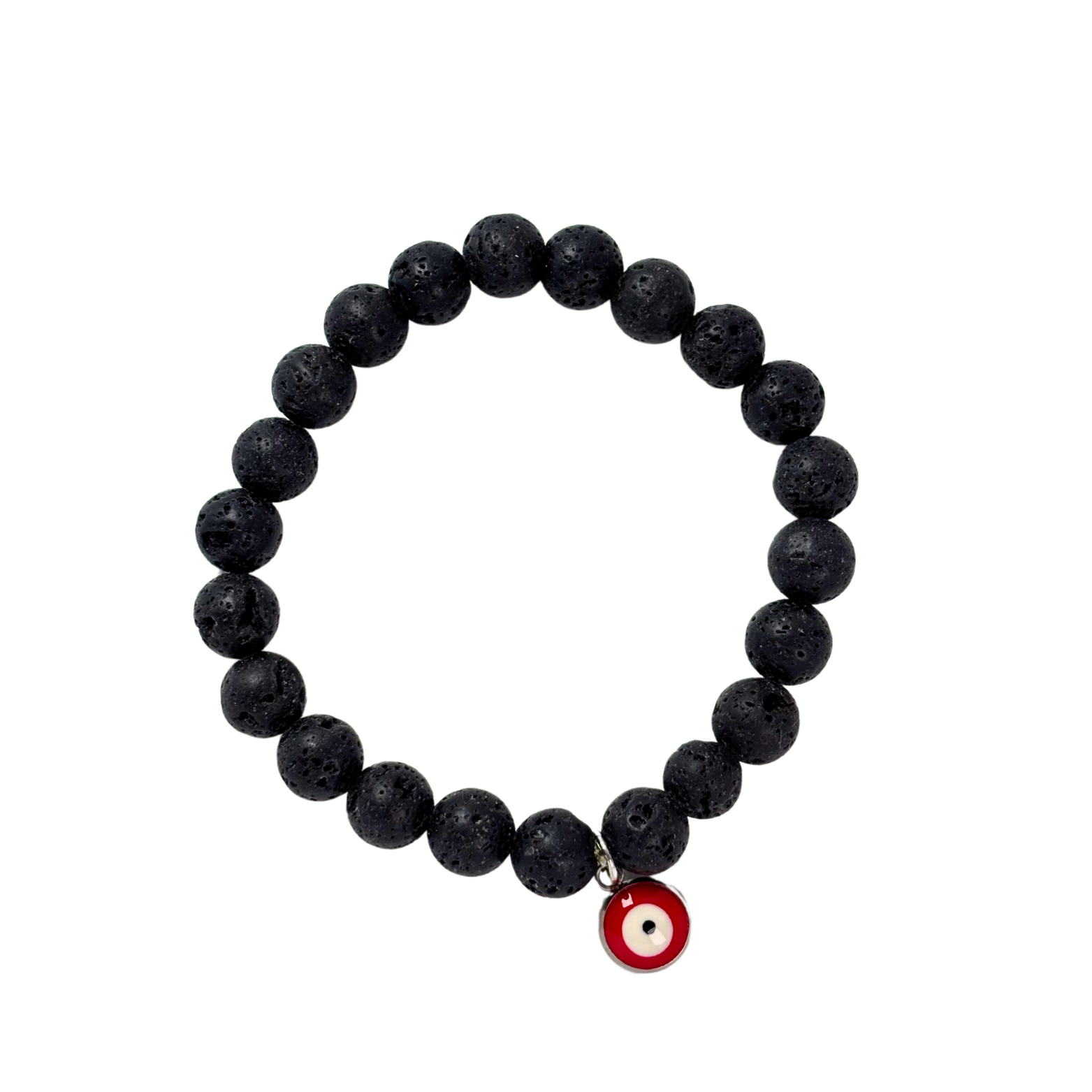 Pulsera de Piedra Volcánica negra con ojo turco (transmutación de energías negativas)