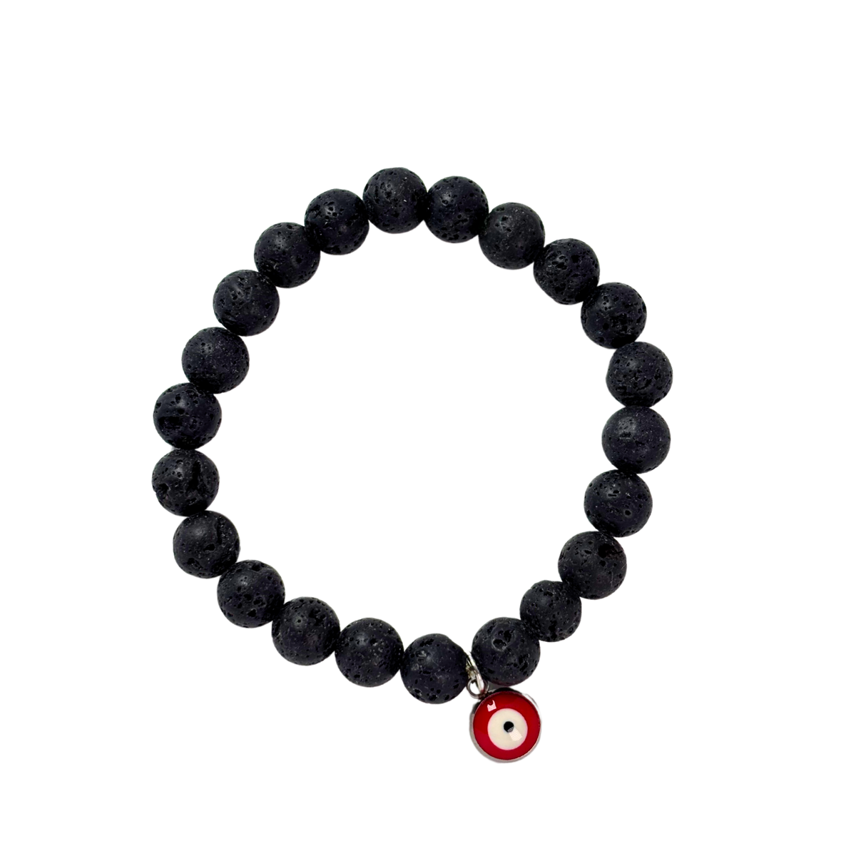 Pulsera de Piedra Volcánica negra con ojo turco (transmutación de energías negativas)