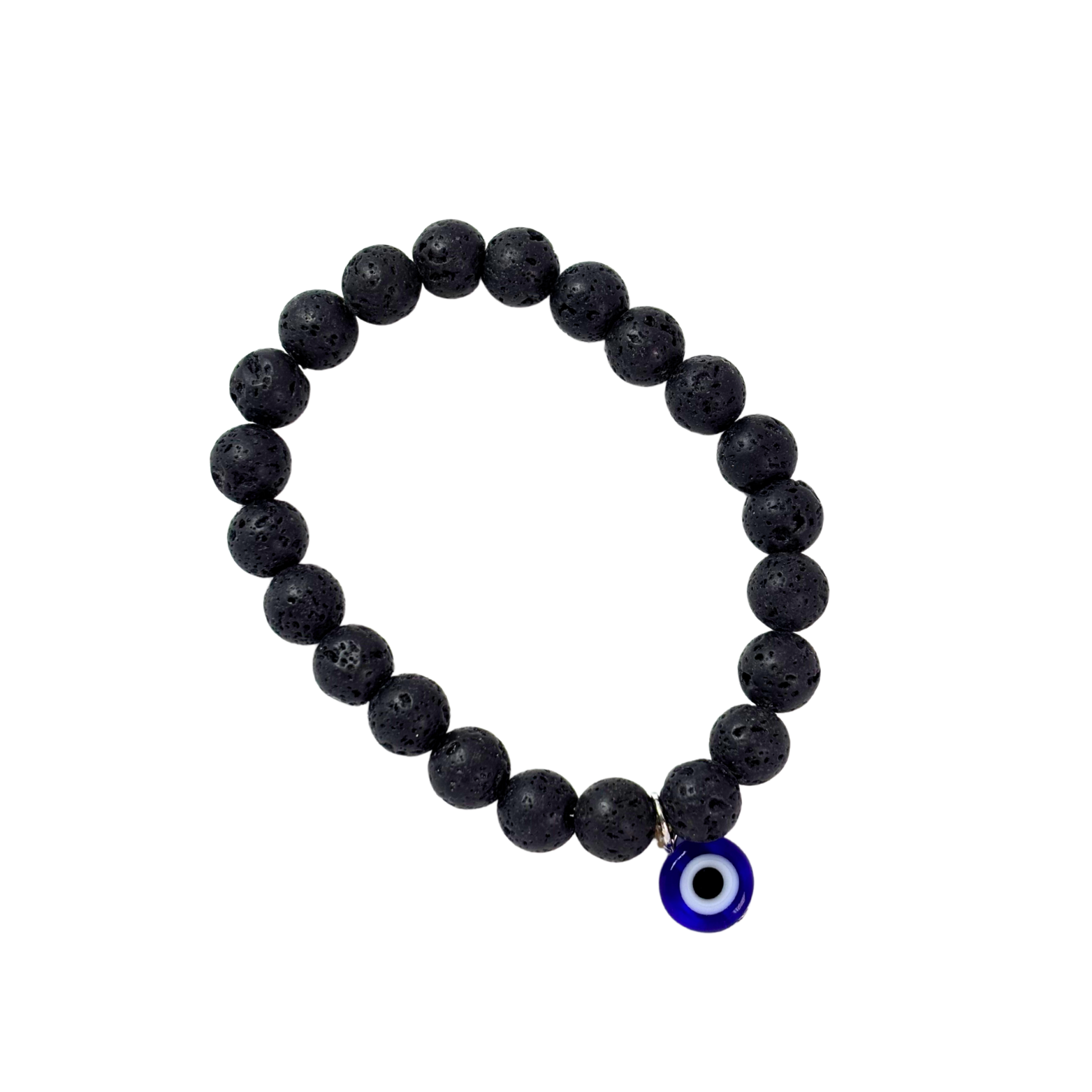 Pulsera de Piedra Volcánica negra con ojo turco (transmutación de energías negativas)