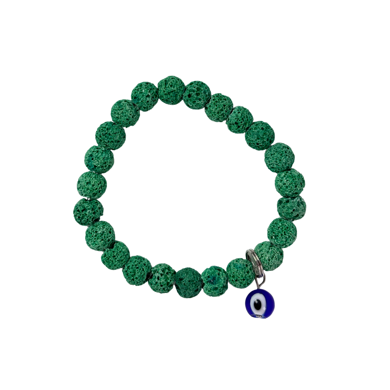 Pulsera de Piedra Volcánica verde con ojo turco (transmutación de energías negativas)