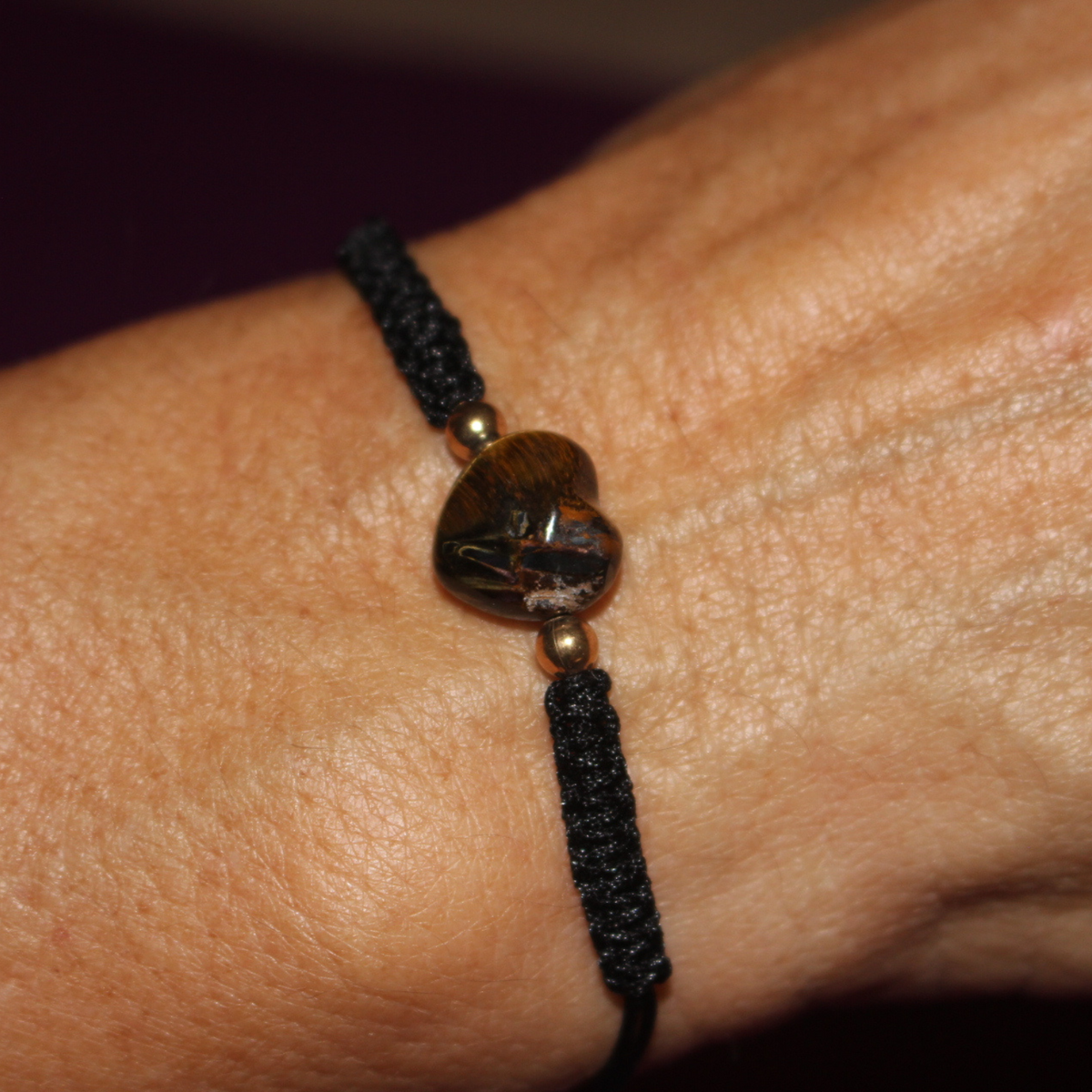 Pulsera corazón de Ojo de Tigre Sintético