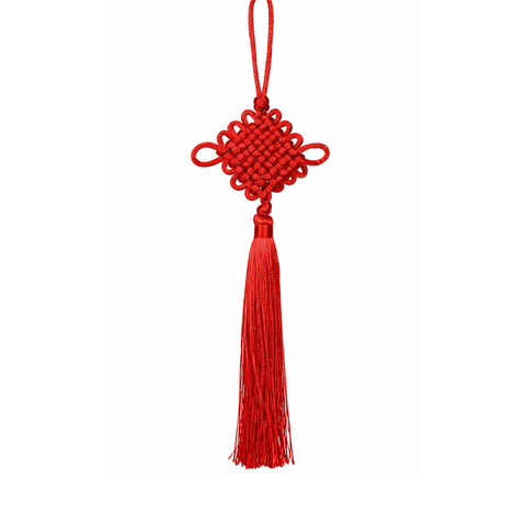 Amuleto Nudo Chino Rojo de la Suerte con Borla Feng Shui (Prosperidad y Protección)