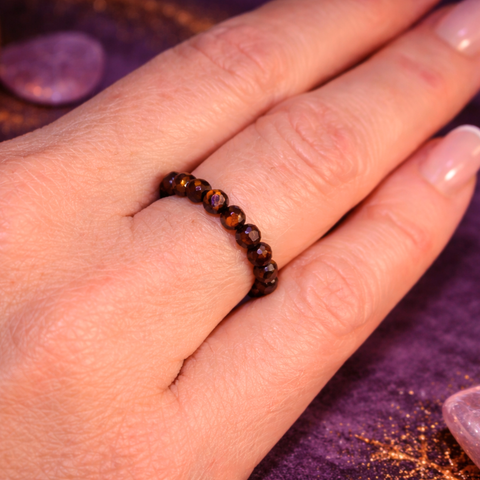 Anillo de Ojo de Tigre Natural Ajustable (Protección, Fuerza y Confianza)
