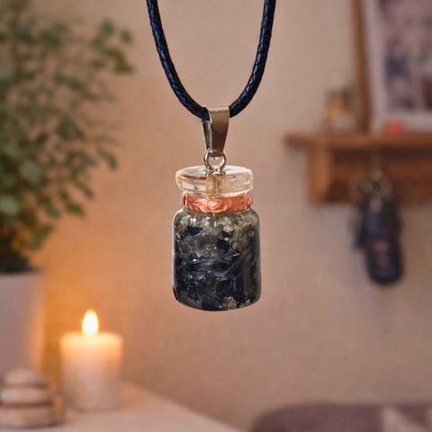 Bote de la Suerte de Pirita y Turmalina Negra (Abundancia y Protección)