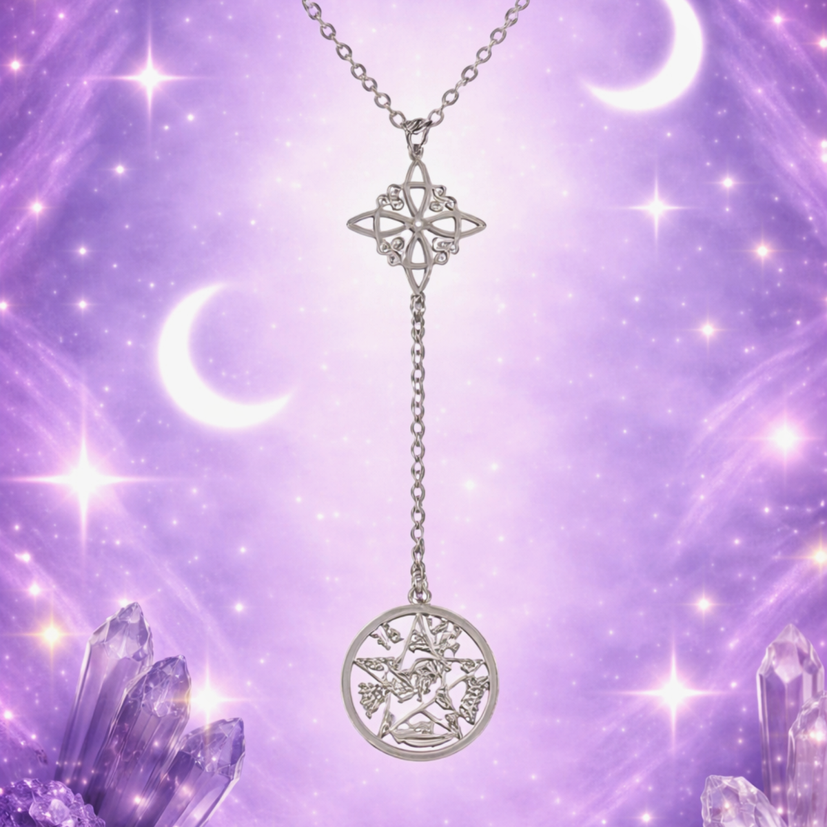 Colgante Nudo de Bruja y Tetragramatón ACTIVADO (Doble Protección y Sabiduría Ancestral)