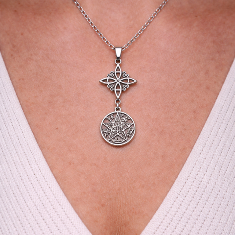 Colgante Nudo de Bruja y Tetragramatón ACTIVADO (Doble Protección y Sabiduría Ancestral)