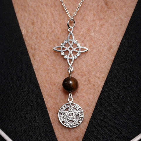 Colgante Nudo de Bruja y Tetragramatón en Plata de Ley 925 - Doble Protección ACTIVADA (Protección y Poder Espiritual)