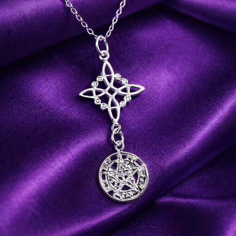 Colgante Nudo de Bruja y Tetragramatón en Plata de Ley 925 - Doble Protección ACTIVADA (Protección y Poder Espiritual)