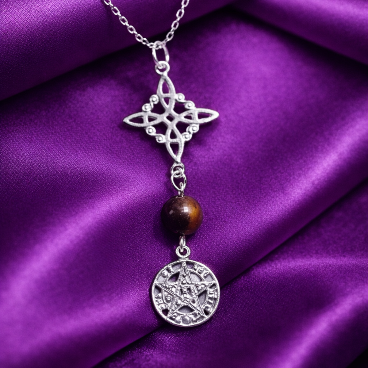 Colgante Nudo de Bruja y Tetragramatón en Plata de Ley 925 - Doble Protección ACTIVADA (Protección y Poder Espiritual)