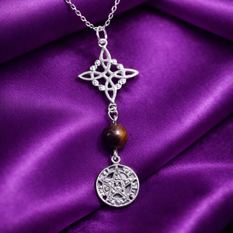 Colgante Nudo de Bruja y Tetragramatón en Plata de Ley 925 - Doble Protección ACTIVADA (Protección y Poder Espiritual)