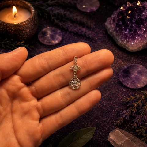 Colgante Nudo de Bruja y Tetragramatón en Plata de Ley 925 - Doble Protección ACTIVADA (Protección y Poder Espiritual)