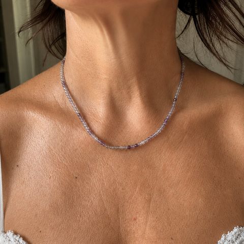 Gargantilla de Minerales Naturales Facetados 3 mm en Plata de Ley 925 – ACTIVADA (Protección, Equilibrio y Bienestar)
