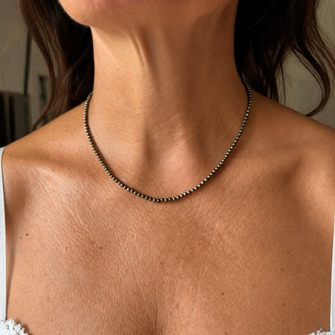 Gargantilla de Minerales Naturales Facetados 3 mm en Plata de Ley 925 – ACTIVADA (Protección, Equilibrio y Bienestar)