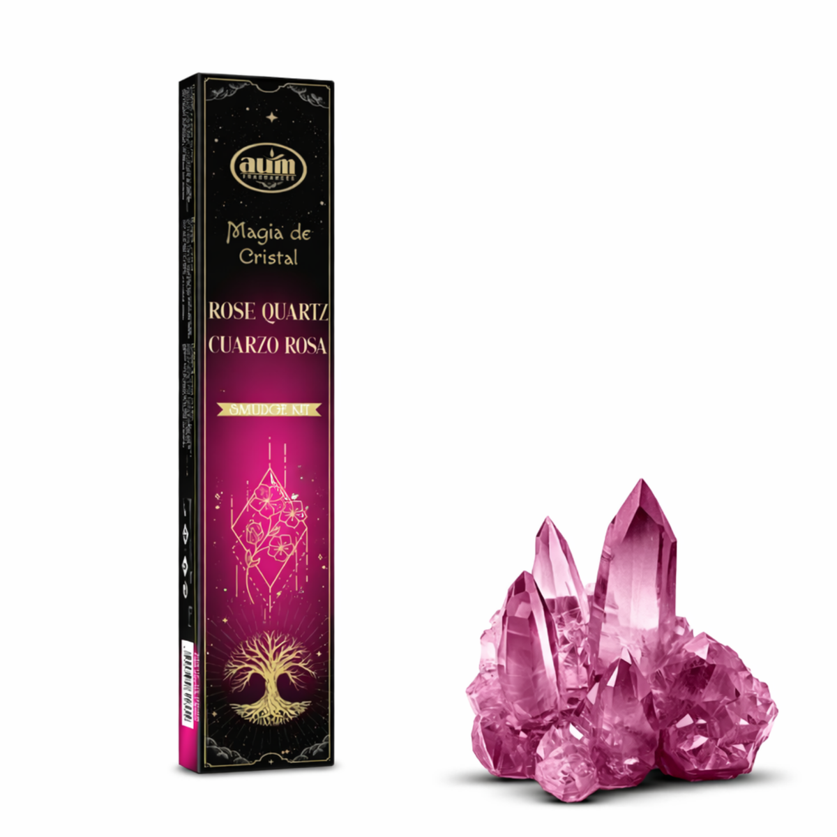 Incienso Orgánico de Cuarzo Rosa con Chips de Cuarzo Rosa de regalo (Amor, Paz y Bienestar)