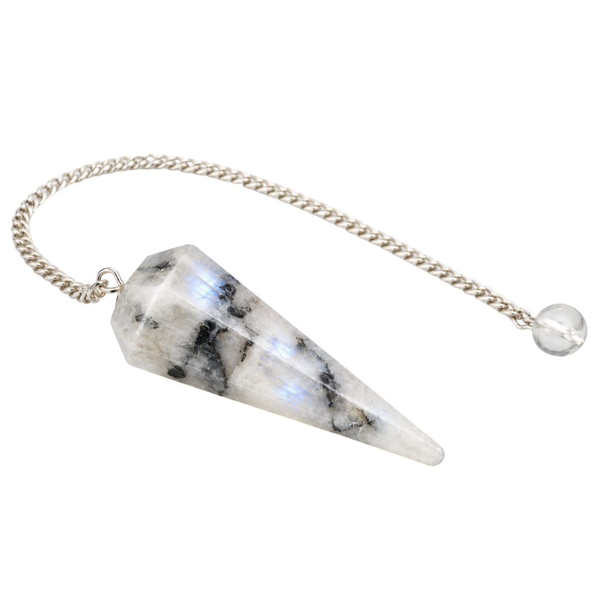 Péndulo de Piedra Luna Natural (Intuición, Equilibrio Emocional y Energía Femenina)