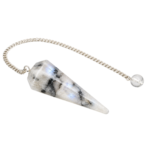 Péndulo de Piedra Luna Natural (Intuición, Equilibrio Emocional y Energía Femenina)