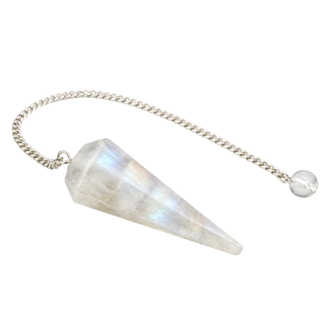 Péndulo de Piedra Luna Natural (Intuición, Equilibrio Emocional y Energía Femenina)