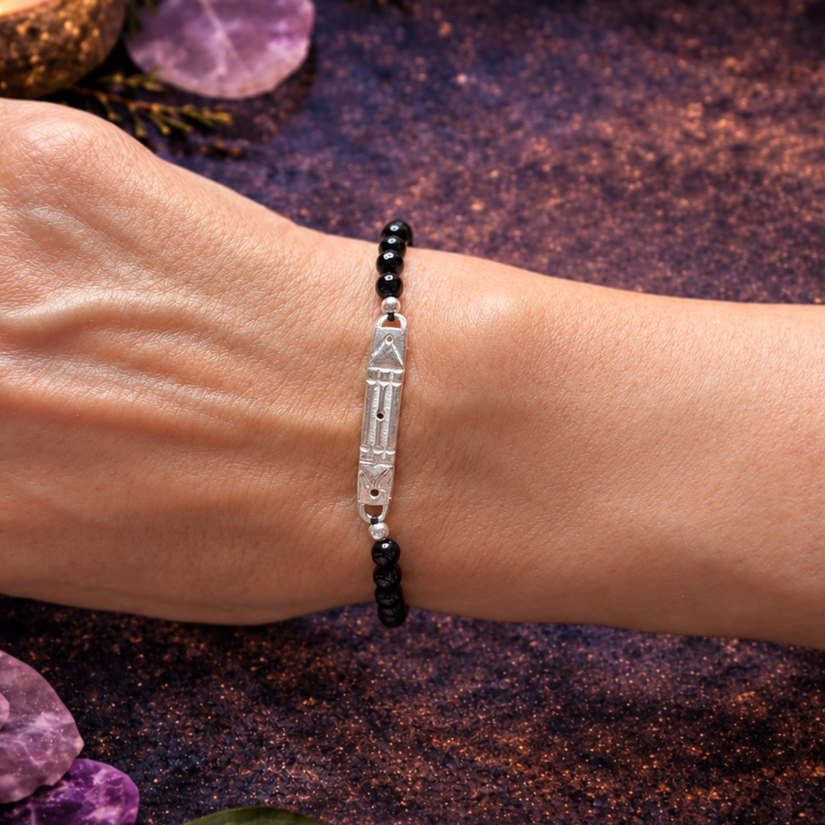 Pulsera Atlante con Turmalina Negra 4 mm en Plata de Ley 925 – ACTIVADA (Protección, Escudo Energético y Equilibrio)