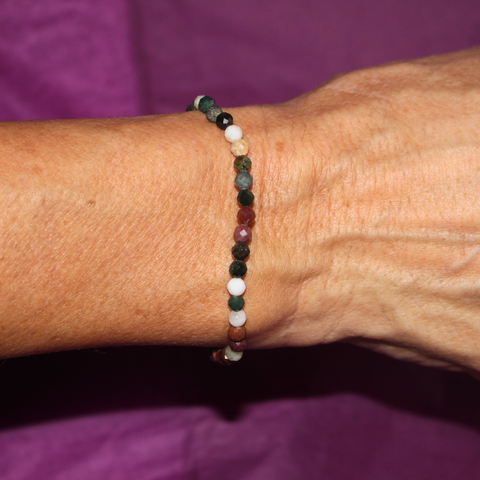 Pulsera Facetada de Ágata India 4 mm (Equilibrio, Protección y Armonía)