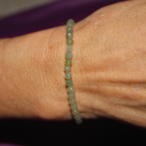 Pulsera Facetada de Aventurina Verde 4 mm (Prosperidad, Bienestar y Equilibrio)