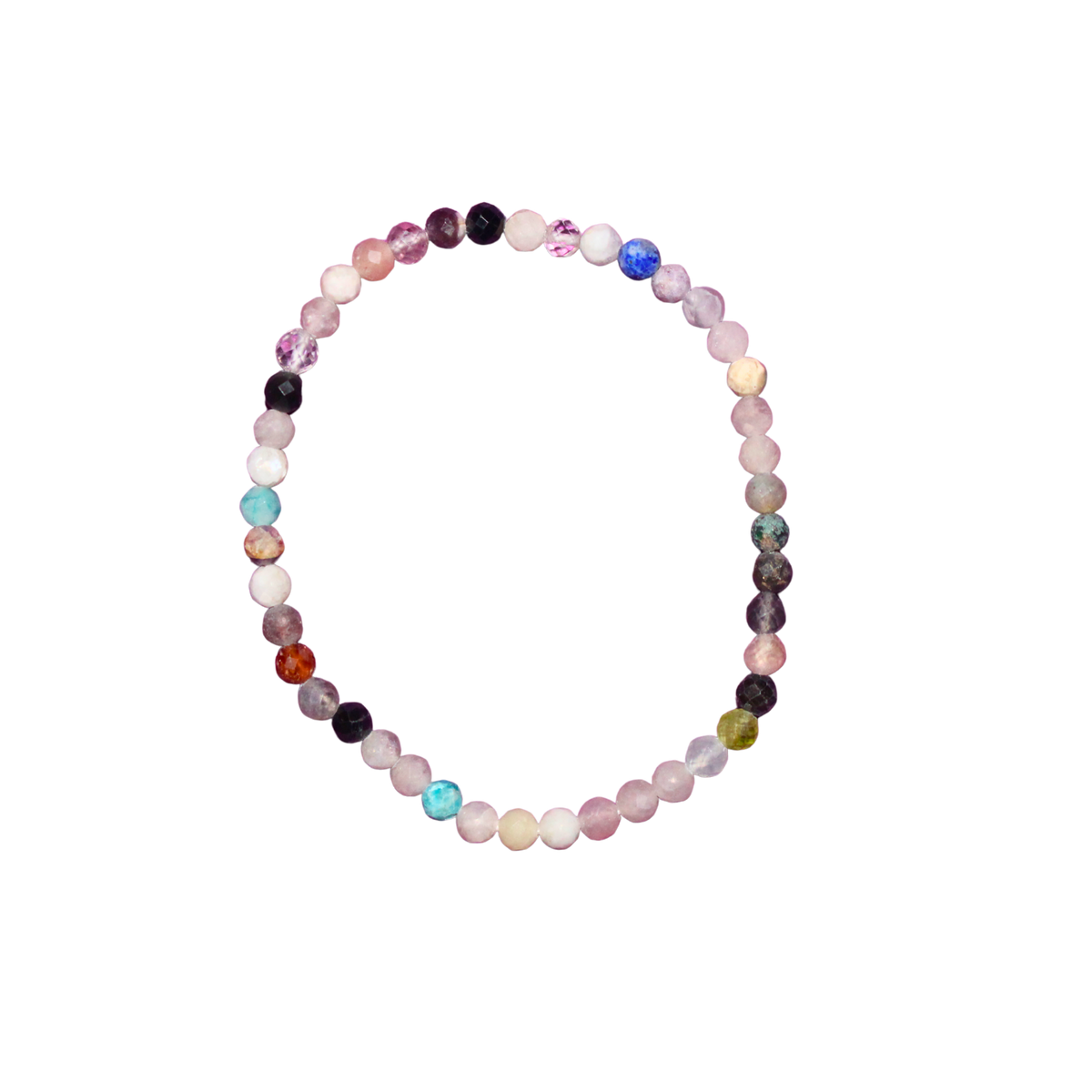 Pulsera Facetada de Cuarzos y Turmalina Multicolor 4 mm (Protección, Equilibrio y Energía Positiva)