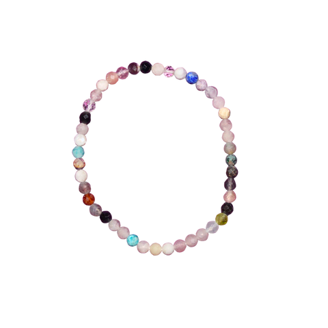 Pulsera Facetada de Cuarzos y Turmalina Multicolor 4 mm (Protección, Equilibrio y Energía Positiva)