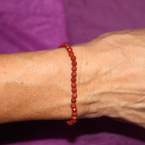 Faceted Red Jasper Bracelet 4mm (Strength, Protection and Stability)