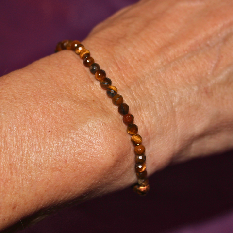 Pulsera Facetada de Ojo de Tigre 4mm (Protección, Fuerza y Confianza