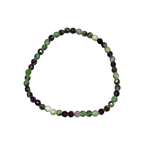 Pulsera Facetada de Rubí con Zoisita 4 mm (Vitalidad, Transformación y Energía)