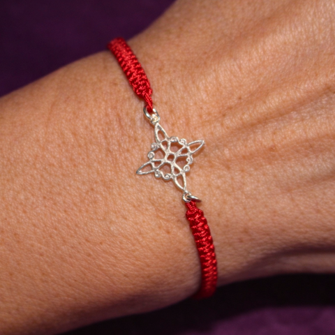 Pulsera Macramé Negro o Rojo Nudo de Bruja en Plata de Ley 925 ACTIVADA (Protección Ancestral y Escudo Energético)