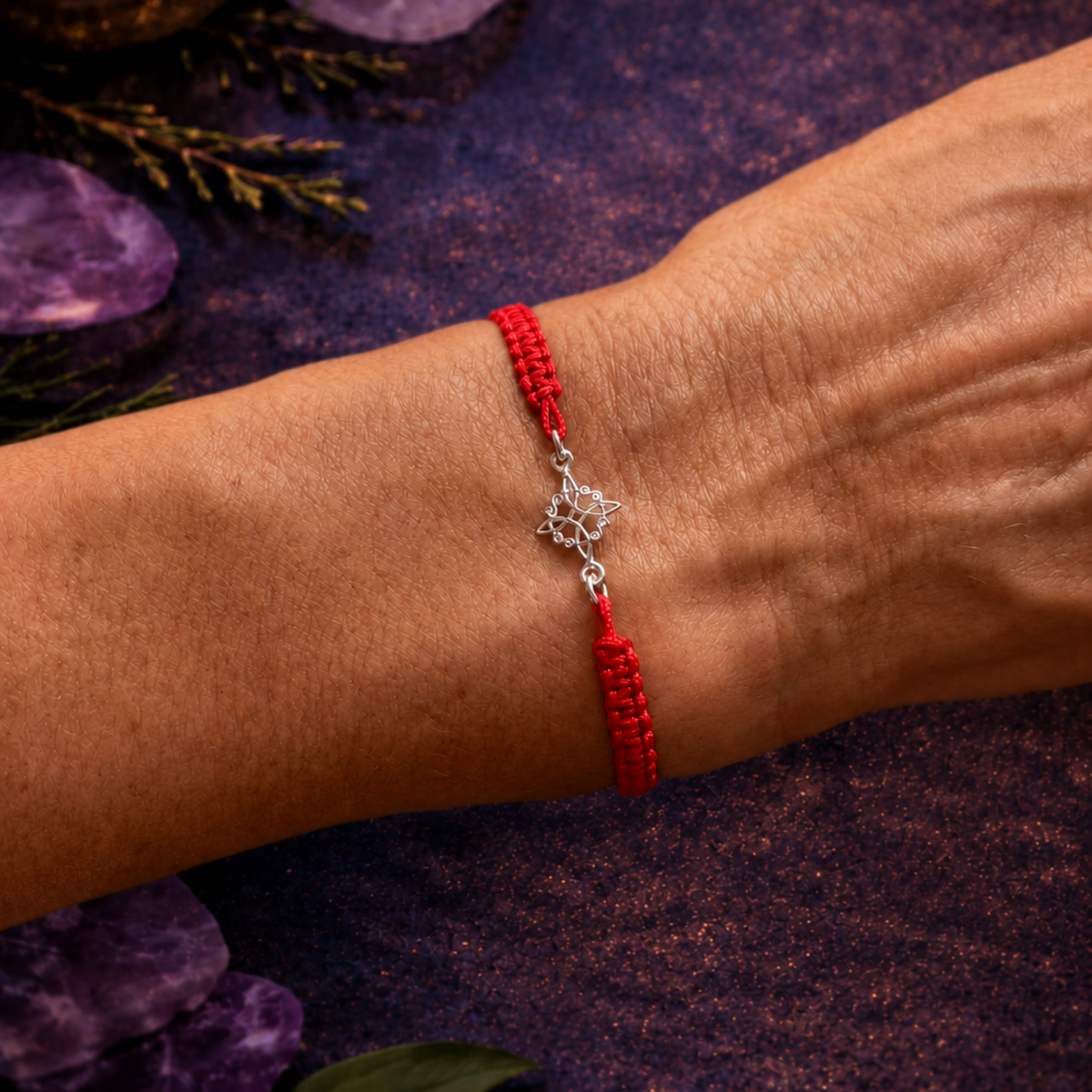 Pulsera Macramé Negro o Rojo Nudo de Bruja en Plata de Ley 925 ACTIVADA (Protección Ancestral y Escudo Energético)
