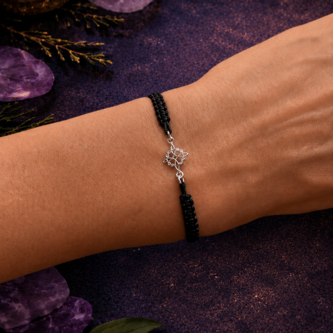 Pulsera Macramé Negro o Rojo Nudo de Bruja en Plata de Ley 925 ACTIVADA (Protección Ancestral y Escudo Energético)