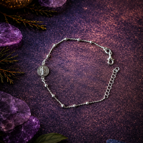 Pulsera Medalla de San Benito en Plata de Ley 925 – ACTIVADA (Protección y Apertura de Caminos)