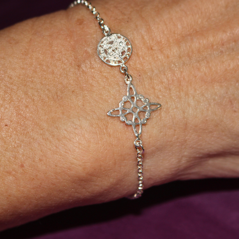 Pulsera Nudo de Bruja y Tetragramatón en Plata de Ley 925 – Doble Protección ACTIVADA (Protección y Poder Espiritual)