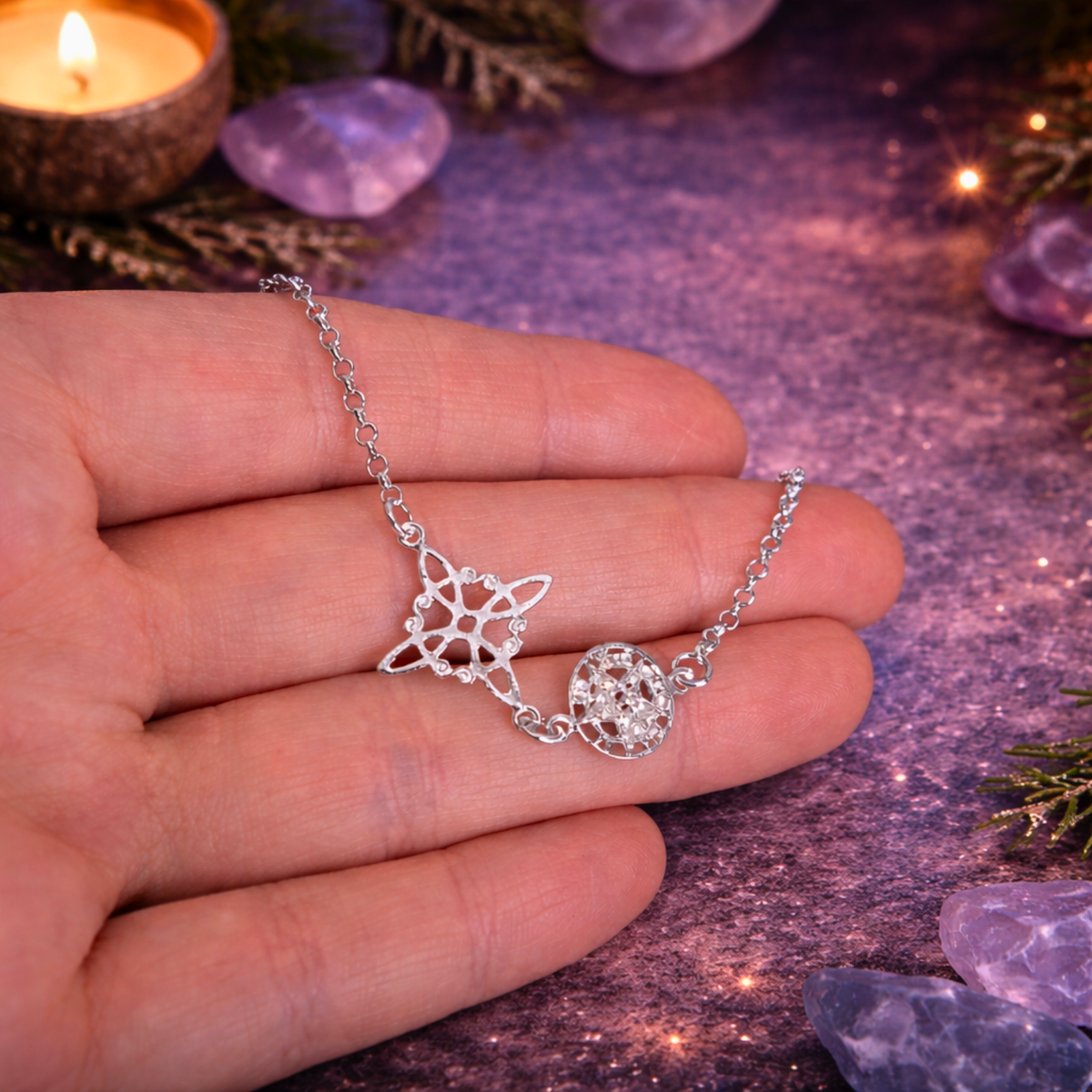 Pulsera Nudo de Bruja y Tetragramatón en Plata de Ley 925 – Doble Protección ACTIVADA (Protección y Poder Espiritual)