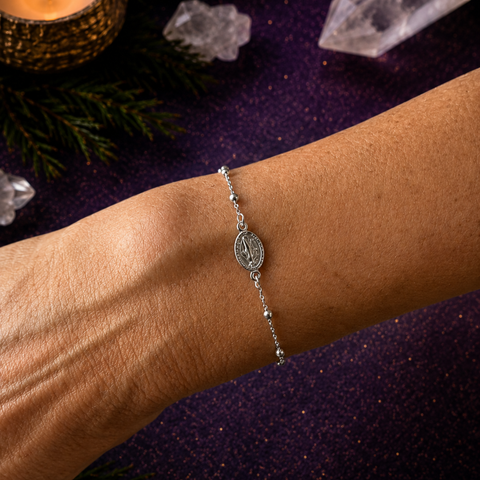 Pulsera Virgen Milagrosa en Plata de Ley 925 – ACTIVADA (Protección, Fe y Bendiciones)